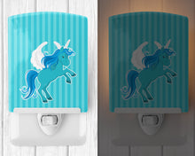 Load image into Gallery viewer, Unicorn Blue Stripes Ceramic Night Light BB9086CNL