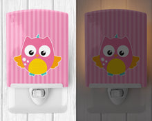 Load image into Gallery viewer, Owl and Pink Stripes Ceramic Night Light BB9114CNL