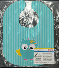 Load image into Gallery viewer, Owl and Blue Stripes Baby Bib BB9116BIB