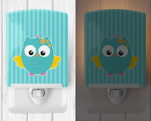 Load image into Gallery viewer, Owl and Blue Stripes Ceramic Night Light BB9116CNL