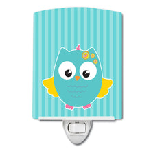 Load image into Gallery viewer, Owl and Blue Stripes Ceramic Night Light BB9116CNL
