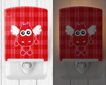 Load image into Gallery viewer, Cupid Monster Angel on Plaid #4 Ceramic Night Light BB9124CNL