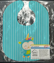 Load image into Gallery viewer, Bird Unicorn on Blue Stripes Baby Bib BB9142BIB