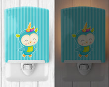 Load image into Gallery viewer, Bird Unicorn on Blue Stripes Ceramic Night Light BB9142CNL