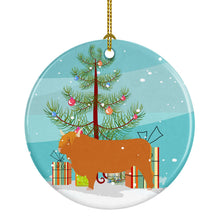 Load image into Gallery viewer, Highland Cow Christmas Ornament - Round Ceramic Ornament – Artist-Designed Keepsake Decoration BB9187CO1