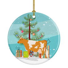 Load image into Gallery viewer, Guernsey Cow Christmas Ornament - Round Ceramic Ornament – Artist-Designed Keepsake Decoration BB9188CO1