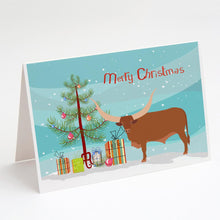 Load image into Gallery viewer, Ankole-Watusu Cow Christmas Greeting Cards -  Blank Note Cards – 8-Pack of Artist-Designed Cards with Envelopes