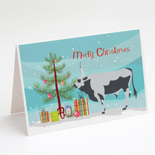 Load image into Gallery viewer, Hungarian Grey Steppe Cow Christmas Greeting Cards -  Blank Note Cards – 8-Pack of Artist-Designed Cards with Envelopes