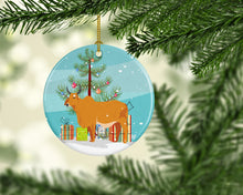 Load image into Gallery viewer, Zebu Indicine Cow Christmas Ornament - Round Ceramic Ornament – Artist-Designed Keepsake Decoration BB9192CO1