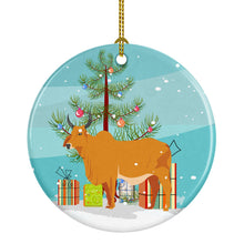 Load image into Gallery viewer, Zebu Indicine Cow Christmas Ornament - Round Ceramic Ornament – Artist-Designed Keepsake Decoration BB9192CO1
