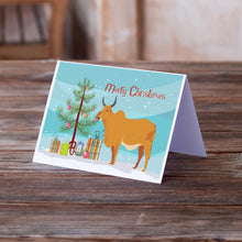 Load image into Gallery viewer, Zebu Indicine Cow Christmas Greeting Cards -  Blank Note Cards – 8-Pack of Artist-Designed Cards with Envelopes