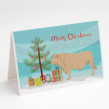 Load image into Gallery viewer, Charolais Cow Christmas Greeting Cards -  Blank Note Cards – 8-Pack of Artist-Designed Cards with Envelopes