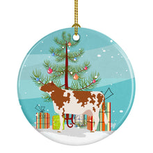 Load image into Gallery viewer, Ayrshire Cow Christmas Ornament - Round Ceramic Ornament – Artist-Designed Keepsake Decoration BB9194CO1