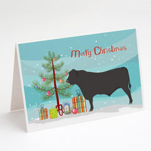 Load image into Gallery viewer, Black Angus Cow Christmas Greeting Cards -  Blank Note Cards – 8-Pack of Artist-Designed Cards with Envelopes