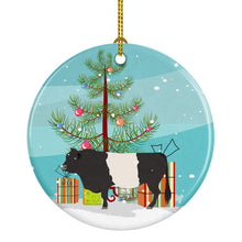 Load image into Gallery viewer, Belted Galloway Cow Christmas Ornament - Round Ceramic Ornament – Artist-Designed Keepsake Decoration BB9198CO1
