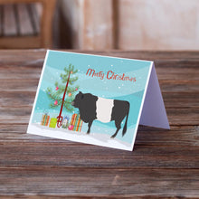 Load image into Gallery viewer, Belted Galloway Cow Christmas Greeting Cards -  Blank Note Cards – 8-Pack of Artist-Designed Cards with Envelopes