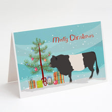 Load image into Gallery viewer, Belted Galloway Cow Christmas Greeting Cards -  Blank Note Cards – 8-Pack of Artist-Designed Cards with Envelopes