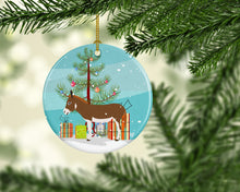 Load image into Gallery viewer, Miniature Mediterranian Donkey Christmas Ornament - Round Ceramic Ornament – Artist-Designed Keepsake Decoration BB9214CO1