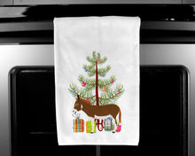 Load image into Gallery viewer, Miniature Mediterranian Donkey Christmas Kitchen Towels – Set of 2 - Decorative &amp; Absorbent Cotton | BB9214WTKT
