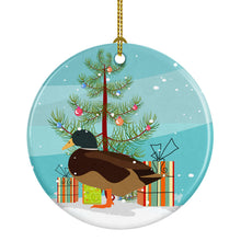Load image into Gallery viewer, Silver Bantam Duck Christmas Ornament - Round Ceramic Ornament – Artist-Designed Keepsake Decoration BB9234CO1