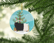 Load image into Gallery viewer, Welsh Black-Necked Goat Christmas Ornament - Round Ceramic Ornament – Artist-Designed Keepsake Decoration BB9254CO1