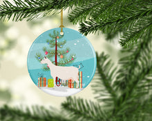 Load image into Gallery viewer, Saanen Goat Christmas Ornament - Round Ceramic Ornament – Artist-Designed Keepsake Decoration BB9256CO1