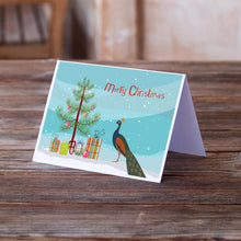 Load image into Gallery viewer, Indian Peacock Peafowl Christmas Greeting Cards -  Blank Note Cards – 8-Pack of Artist-Designed Cards with Envelopes