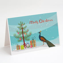 Load image into Gallery viewer, Indian Peacock Peafowl Christmas Greeting Cards -  Blank Note Cards – 8-Pack of Artist-Designed Cards with Envelopes