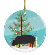 Load image into Gallery viewer, Devon Large Black Pig Christmas Ornament - Round Ceramic Ornament – Artist-Designed Keepsake Decoration BB9298CO1
