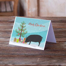 Load image into Gallery viewer, Devon Large Black Pig Christmas Greeting Cards -  Blank Note Cards – 8-Pack of Artist-Designed Cards with Envelopes