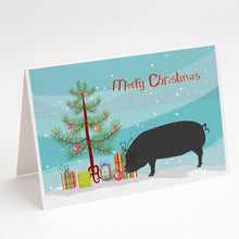 Load image into Gallery viewer, Devon Large Black Pig Christmas Greeting Cards -  Blank Note Cards – 8-Pack of Artist-Designed Cards with Envelopes