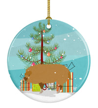 Load image into Gallery viewer, Hungarian Mangalica Pig Christmas Ornament - Round Ceramic Ornament – Artist-Designed Keepsake Decoration BB9301CO1