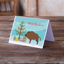 Load image into Gallery viewer, Wild Boar Pig Christmas Greeting Cards -  Blank Note Cards – 8-Pack of Artist-Designed Cards with Envelopes