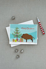 Load image into Gallery viewer, Wild Boar Pig Christmas Greeting Cards -  Blank Note Cards – 8-Pack of Artist-Designed Cards with Envelopes