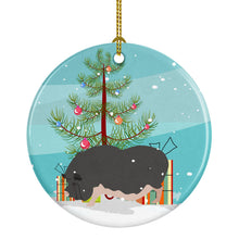 Load image into Gallery viewer, Vietnamese Pot-Bellied Pig Christmas Ornament - Round Ceramic Ornament – Artist-Designed Keepsake Decoration BB9308CO1