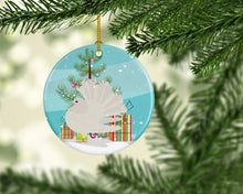 Load image into Gallery viewer, Silver Fantail Pigeon Christmas Ornament - Round Ceramic Ornament – Artist-Designed Keepsake Decoration BB9317CO1