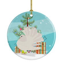 Load image into Gallery viewer, Silver Fantail Pigeon Christmas Ornament - Round Ceramic Ornament – Artist-Designed Keepsake Decoration BB9317CO1