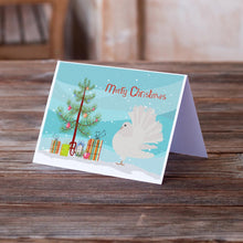 Load image into Gallery viewer, Silver Fantail Pigeon Christmas Greeting Cards -  Blank Note Cards – 8-Pack of Artist-Designed Cards with Envelopes
