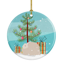 Load image into Gallery viewer, Fluffy Angora Rabbit Christmas Ornament - Round Ceramic Ornament – Artist-Designed Keepsake Decoration BB9326CO1
