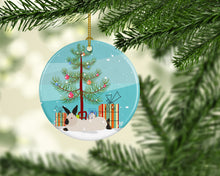 Load image into Gallery viewer, California White Rabbit Christmas Ornament - Round Ceramic Ornament – Artist-Designed Keepsake Decoration BB9334CO1