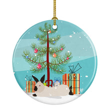 Load image into Gallery viewer, California White Rabbit Christmas Ornament - Round Ceramic Ornament – Artist-Designed Keepsake Decoration BB9334CO1
