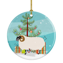 Load image into Gallery viewer, Scottish Blackface Sheep Christmas Ornament - Round Ceramic Ornament – Artist-Designed Keepsake Decoration BB9340CO1