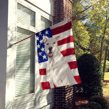 Load image into Gallery viewer, White Staffie Bull Terrier Patriotic Flag Canvas House Size BB9361CHF