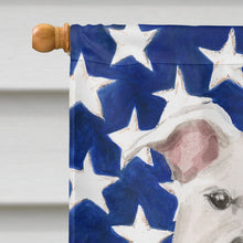 Load image into Gallery viewer, White Staffie Bull Terrier Patriotic Flag Canvas House Size BB9361CHF