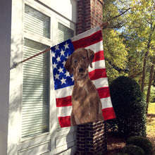 Load image into Gallery viewer, Chocolate Labrador Patriotic Flag Canvas House Size BB9365CHF