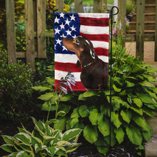 Load image into Gallery viewer, Black and Tan Dachshund Patriotic Garden Flag - Outdoor Decorative Yard Flag BB9370GF
