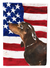 Load image into Gallery viewer, Black and Tan Dachshund Patriotic Garden Flag - Outdoor Decorative Yard Flag BB9370GF