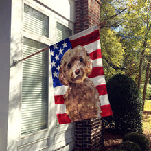 Load image into Gallery viewer, Brown Cockapoo Patriotic Flag Canvas House Size BB9374CHF