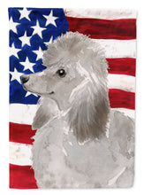 Load image into Gallery viewer, Grey Standard Poodle Patriotic Flag Canvas House Size BB9385CHF