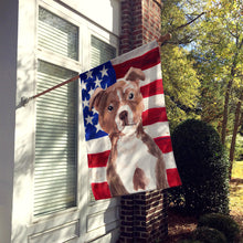 Load image into Gallery viewer, Red Staffie Bull Terrier Patriotic Flag Canvas House Size BB9392CHF